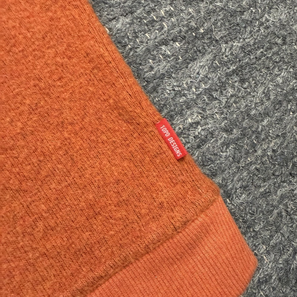 Topo Designs Global Wool Sweater Women Large Long Sleeve Orange Crew Pullover - Picture 4 of 10
